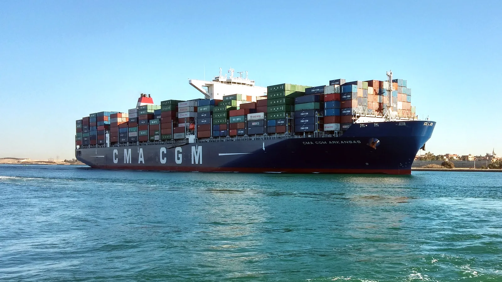 Container ship transiting the Suez Canal