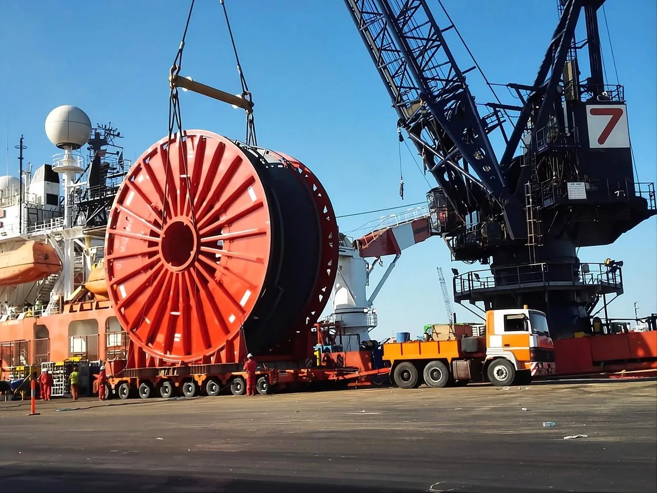 Heavy project cargo handled alongside a vessel at an Egyptian port
